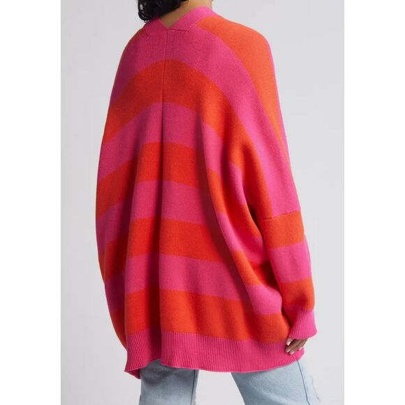 NWOT Dressed in Lala Love You Sorbet Stripe Cardigan L XL Pink Orange - Picture 4 of 11